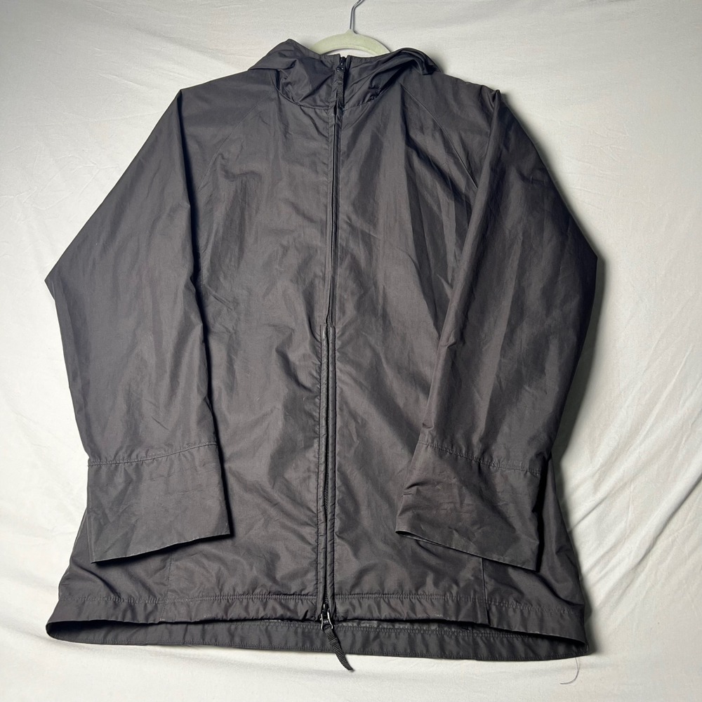 Nike‎ Womens Hooded Windbreaker Jacket Black Full Zip Cinched Waist Small S 4-6